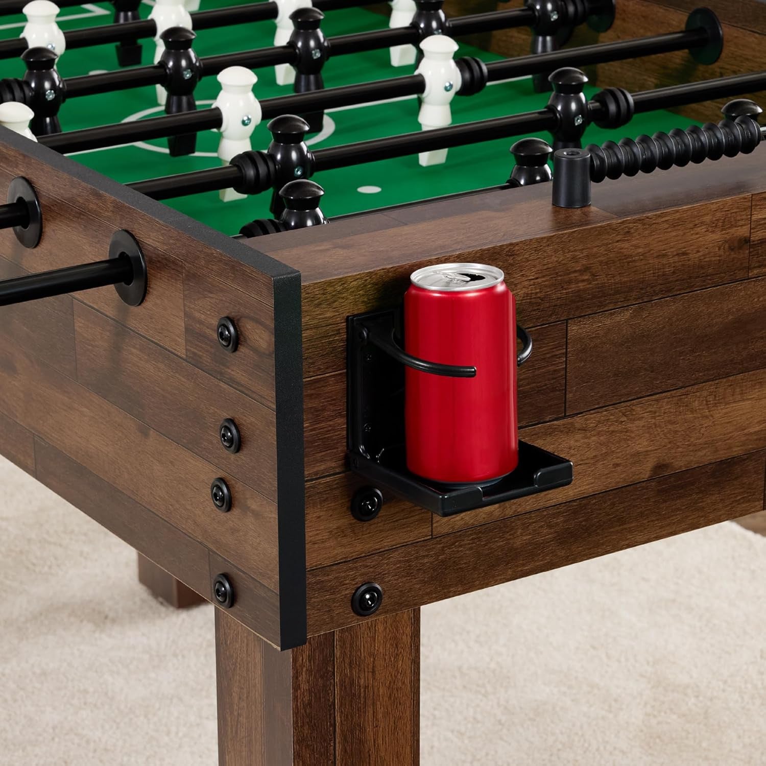 Large 54In Full-Size Foosball Table for Home, Game Room W/ 2 Balls, 2 Cup Holders