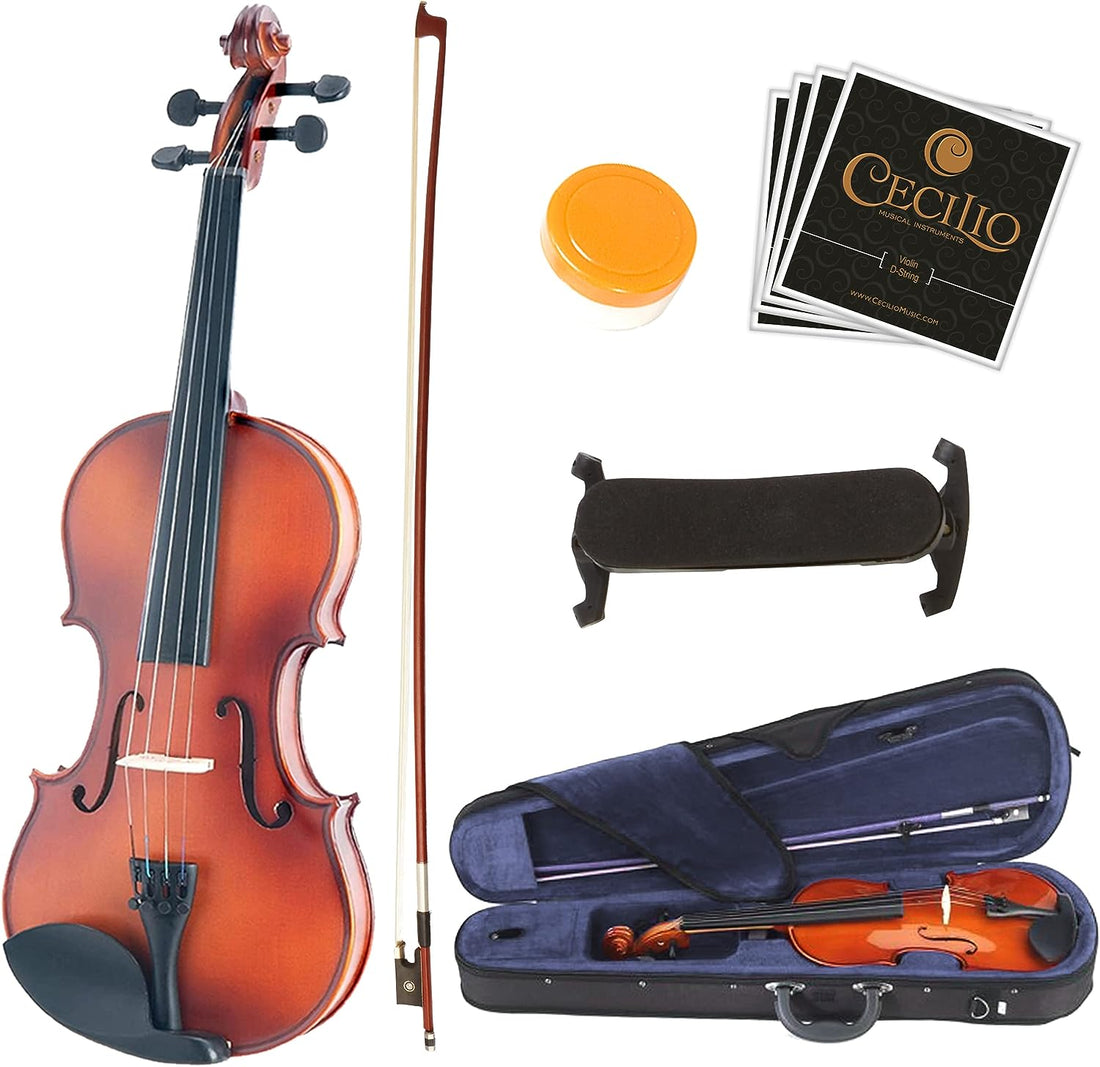 Violin for Beginners, Kids &amp; Adults - Beginner Kit for Student W/Hard Case, Rosin, Bow - Starter Violins, Wooden Stringed Musical Instruments