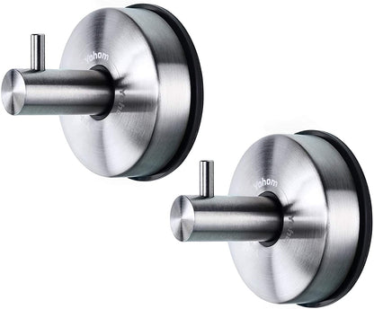 Stainless Steel Vacuum Suction Cup Bathroom Shower Holders - Removable Towel Rack, Bathrobe and Loofah Hooks with Brushed Finish