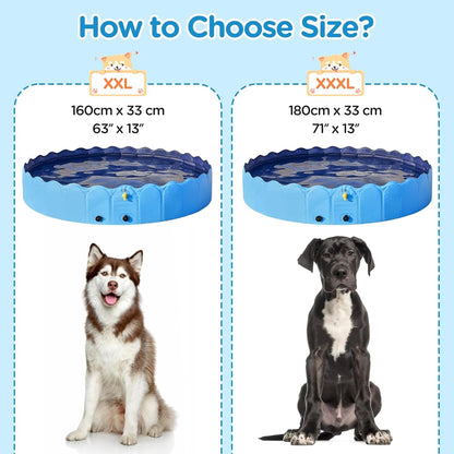 Foldable Dog Bath Pool Collapsible Dog Bathing Tub Doggie Wading Pool with Sprinkler for Indoor/Outdoor Use Suitbale for Puppy Small Medium Dogs Cats(Blue, 71X13 Inch)