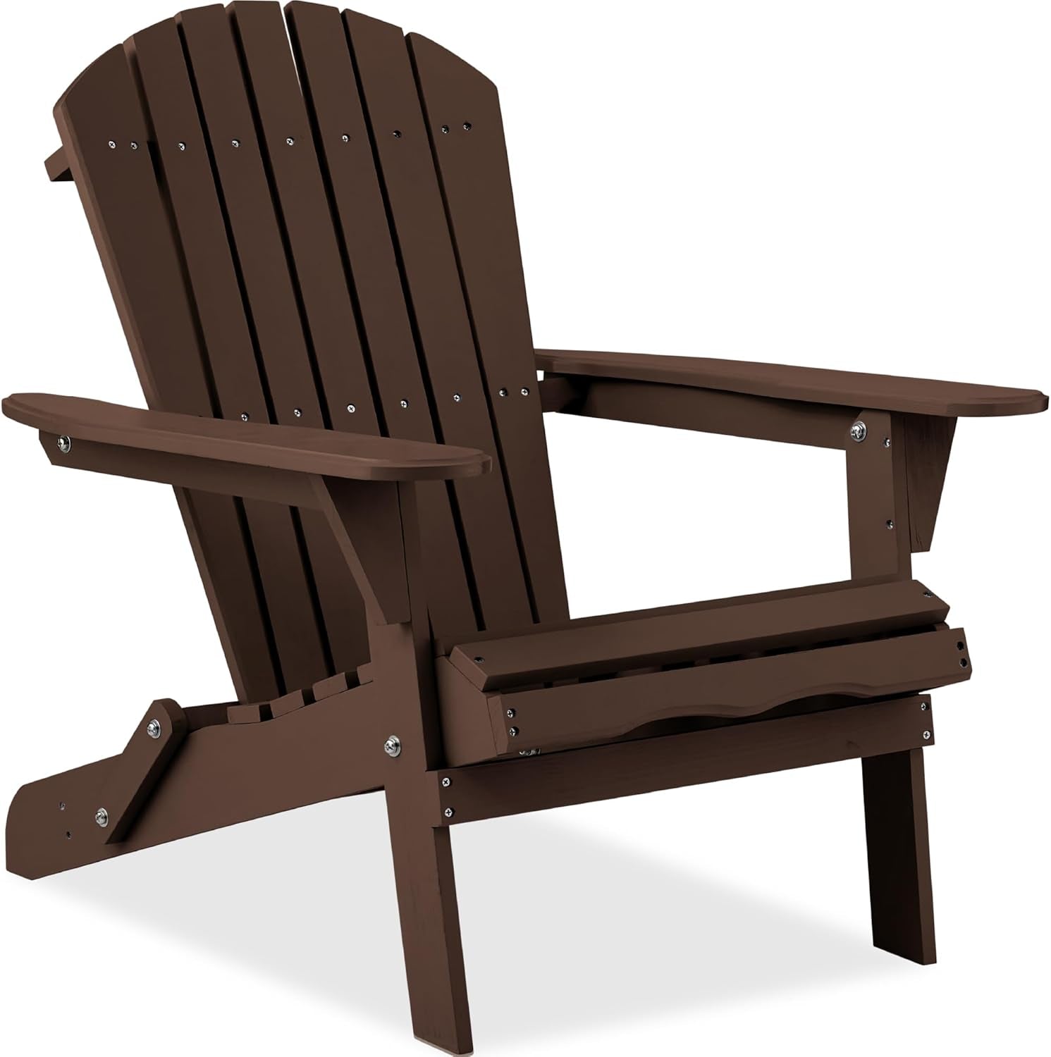 Folding Adirondack Chair Outdoor Wooden Accent Furniture Fire Pit Lounge Chairs for Yard, Garden, Patio W/ 350Lb Weight Capacity - Natural