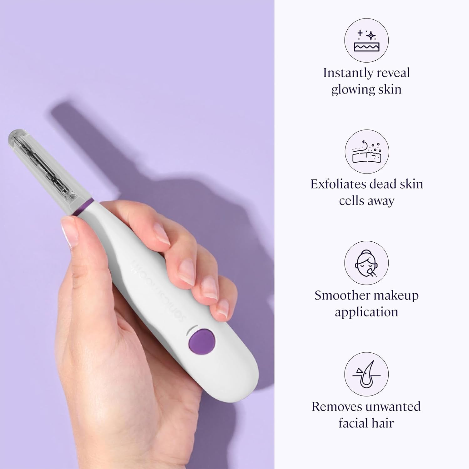 Beauty - Sonicsmooth – SONIC Technology Dermaplaning Tool - 2 in 1 Women’S Facial Exfoliation &amp; Peach Fuzz Hair Removal System with 8 Weeks of Safety Edges