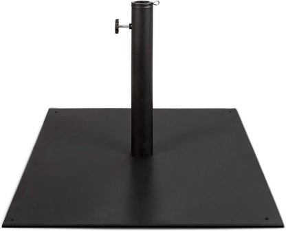 38.5Lb Steel Umbrella Base, Square Weighted Patio Stand for Outdoor, Backyard, Market Umbrellas, Sun Shade W/Tightening Knob and Anchor Holes - Black