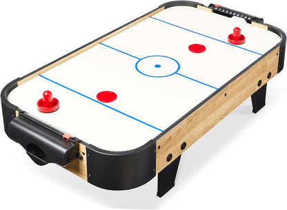 40In Portable Tabletop Air Hockey Arcade Table for Game Room W/ 100V Motor, Electric Fan, 2 Strikers, 2 Pucks