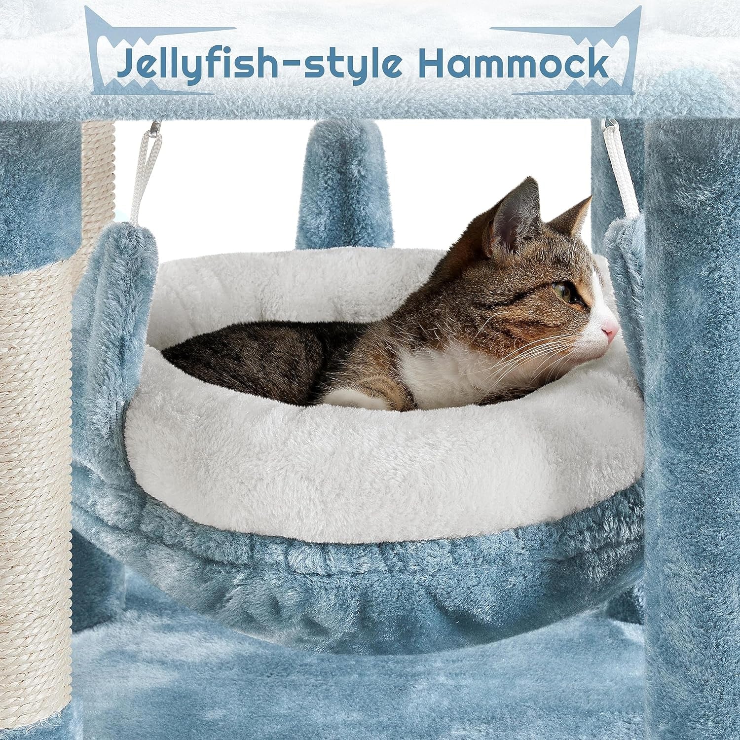 61In Tall Ocean-Themed Cat Tree, Multi-Level Cat Tower with Shark&