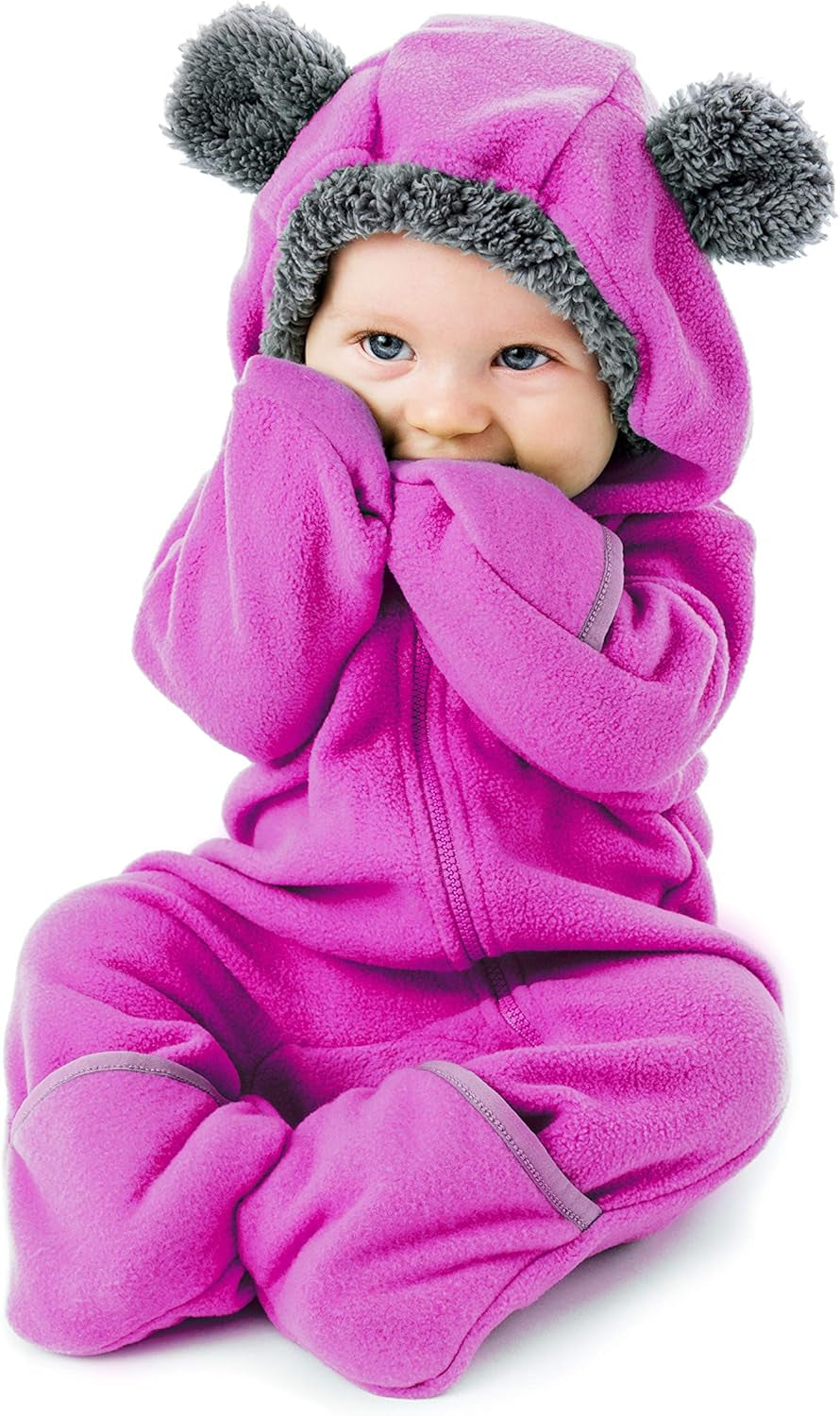 Fleece Baby Bunting Bodysuit – Infant One Piece Kids Hooded Romper Outerwear Toddler Jacket