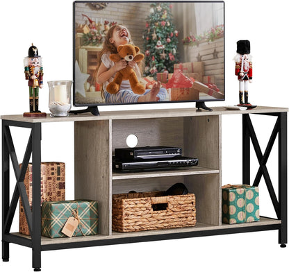 TV Stand for 65 Inch TV, Media Entertainment Center with Storage Shelves for Living Room, TV Console Table for Bedroom, Taupe Wood