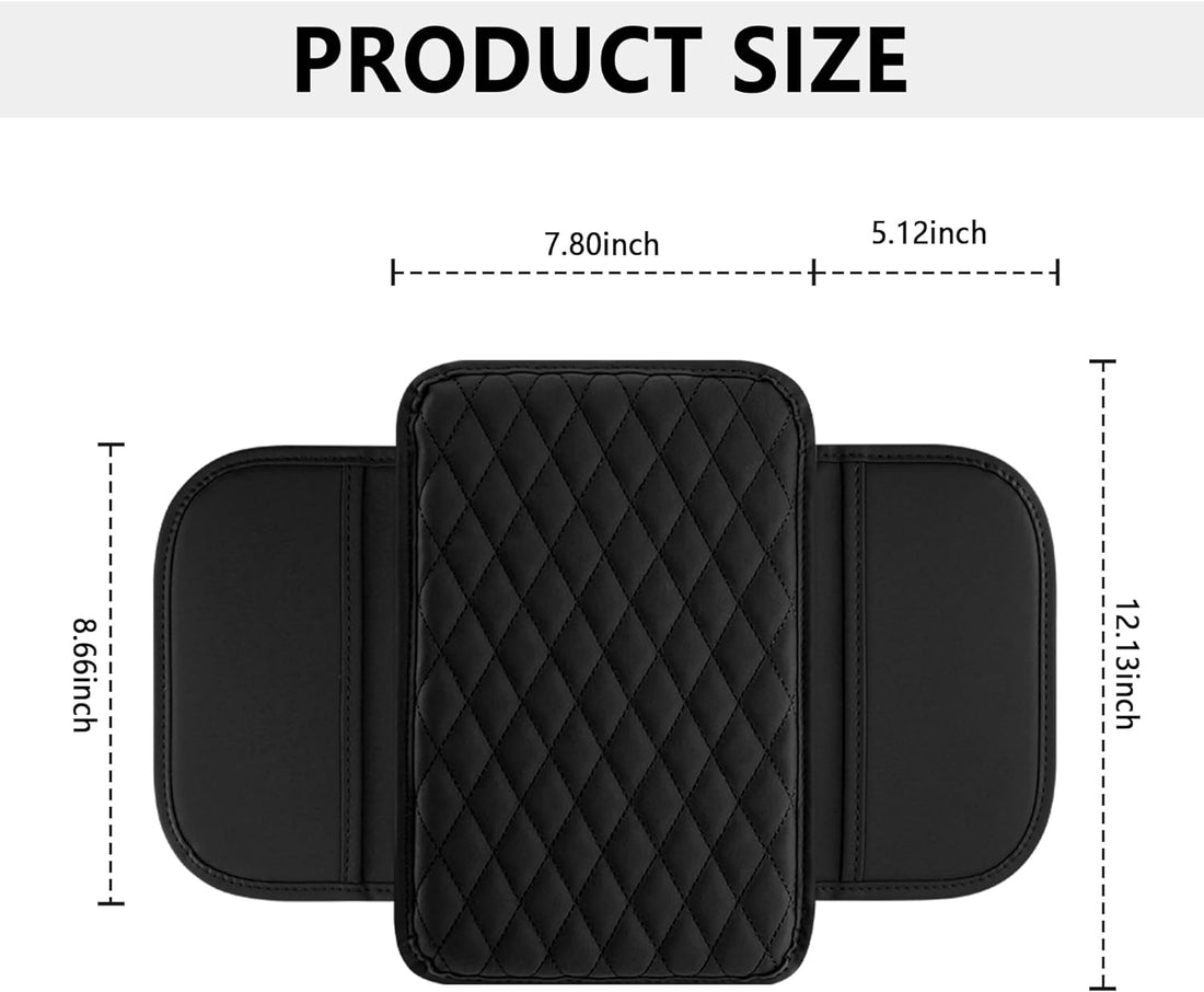 Upgraded Car Center Console Cover,Microfiber Leather Car Armrest Cover Cushion with 2 Storage Bags,Universal Car Armrest Storage Box Car Interior Accessories for Most Vehicles (Black)