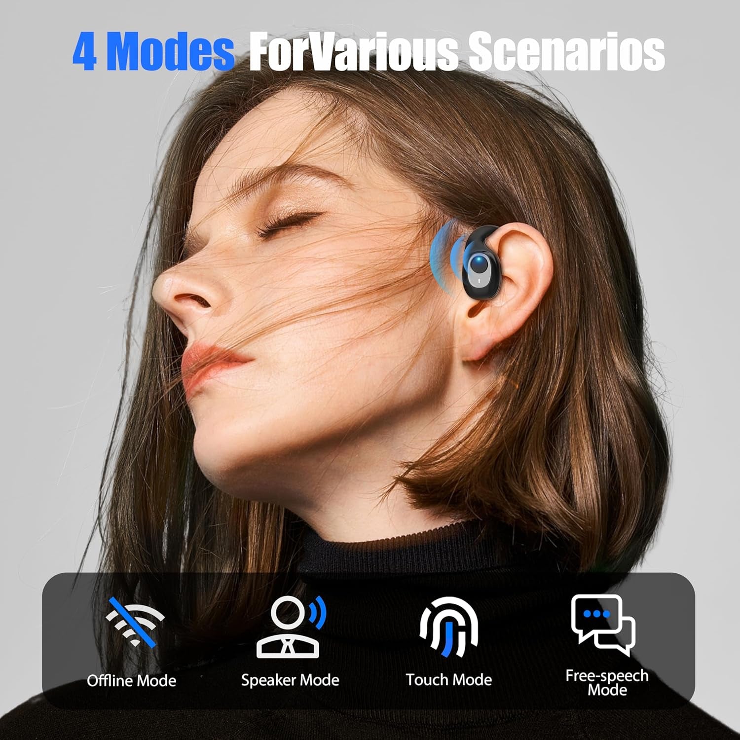 AI Language Translator Earbuds, OWS Real-Time 3-In-1 Translation Earbuds 144 Languages &amp; Accents, Translation Device for Travel Business Learning,Elegant Black