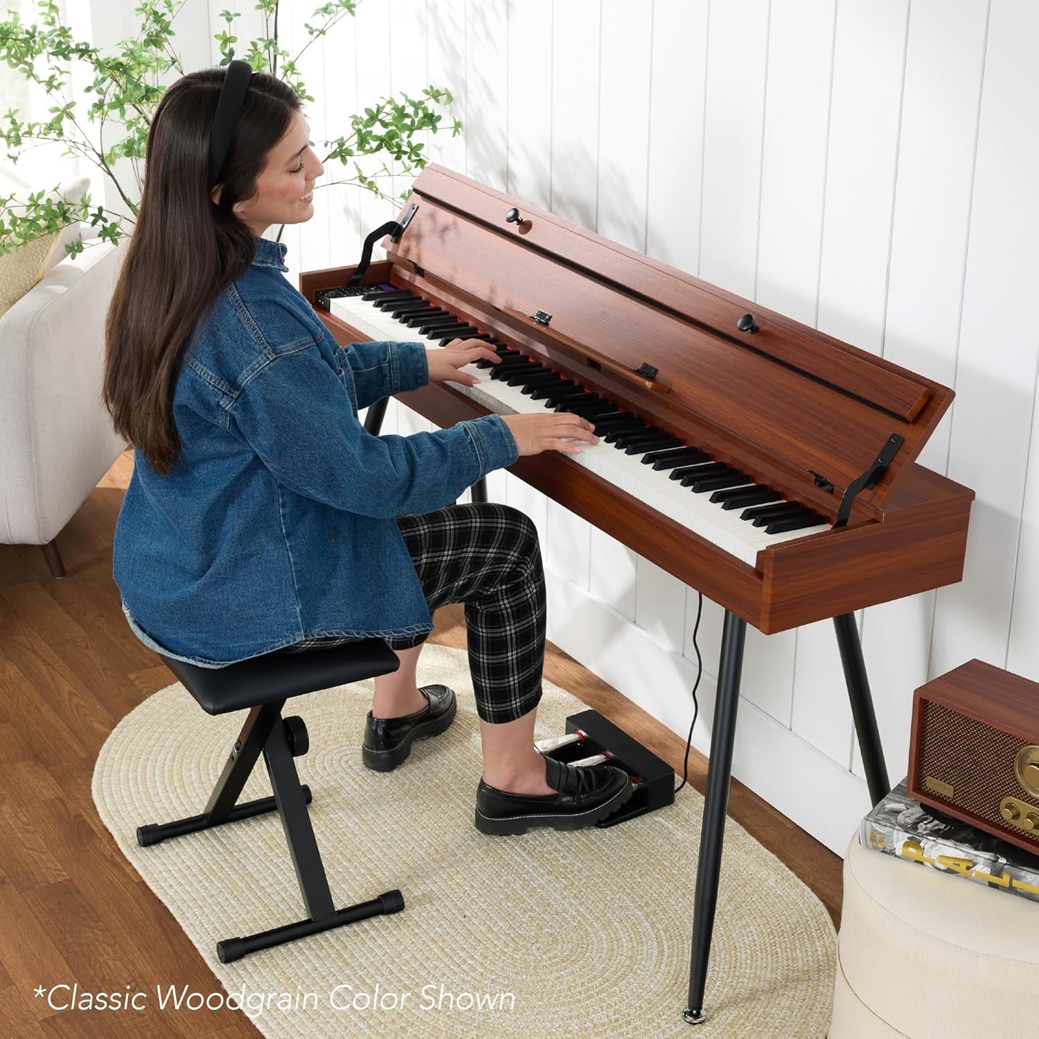 88-Key Weighted Full Size Digital Piano, Modern Desk Keyboard W/Metal Legs, 3 Sustain Pedal, MIDI, Headphone Jack - Black