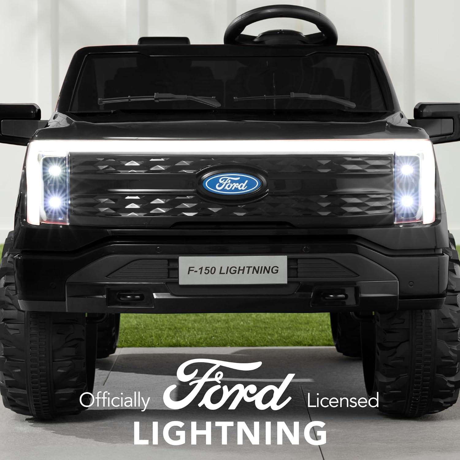 Licensed Ford F-150 Lightning Truck Kids 24V 2-Seater Electric Ride on Car Toy W/ 132Lb Weight Capacity, Parent Control - Black