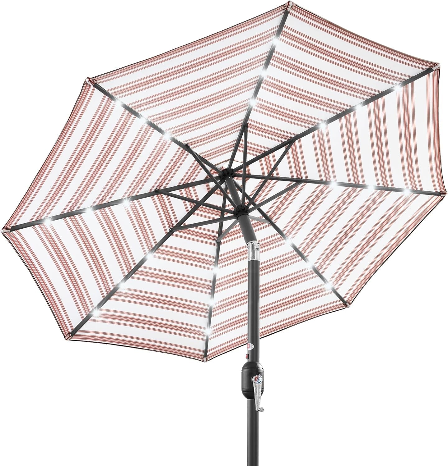 10Ft Solar Polyester LED Lighted Patio Umbrella W/Tilt Adjustment and Uv-Resistant Fabric - Tan