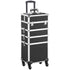 Professional Makeup Train Case 4 in 1 Rolling Cosmetic Trolley Makeup Case Organizer Makeup Travel Case, with 4 Detachable Removable Wheels, Black