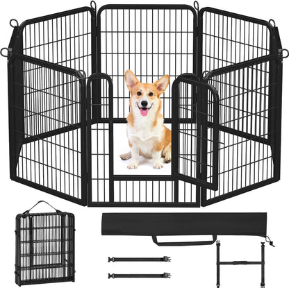 8 Panels Dog Playpen, Metal 40&quot; Dog Fence with Easy-Carry Straps&amp;Stakes Storage Bag for RV Camping Dog Pen Play Pen for Small/Medium/Large Dogs