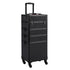 4 in 1 Professional Makeup Train Case Aluminum Cosmetic Case Rolling Makeup Case Extra Large Trolley Makeup Travel Organizer, with 360° Swivel Wheels, Black