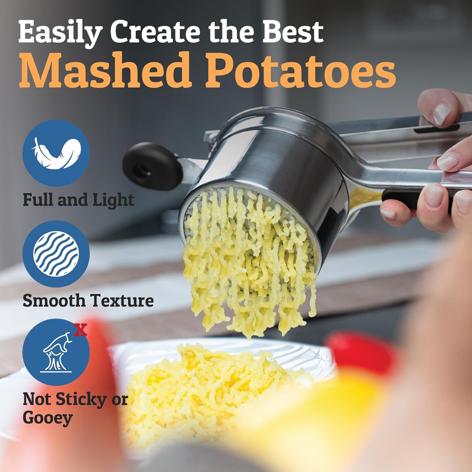 Prioritychef Large 15Oz Potato Ricer, Heavy Duty Stainless Steel Potato Masher and Ricer Kitchen Tool, Press and Mash Kitchen Gadget for Perfect Mashed Potatoes - Everytime