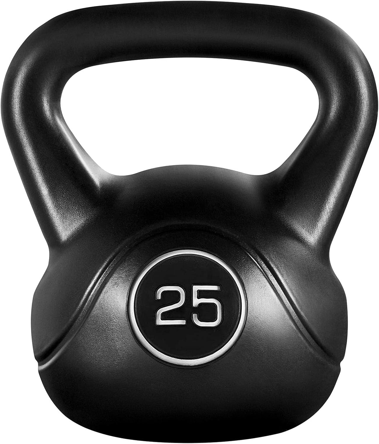 25Lbs Kettlebell Weight W/Hdpe Coated &amp; Wide Flat Base, Kettle Bell Weights W/Ergonomic Handle for Home Gym Fitness Workout Bodybuilding Weight Lifting, Black