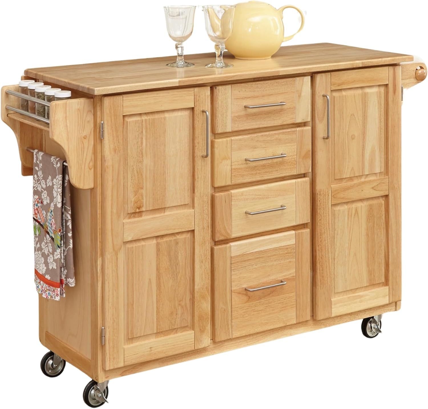 Kitchen Center with Breakfast Bar, 52-1/2 In. W X 18 In. - 30 In. D X 36 In. H, Natural