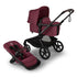 Kangaroo All-Terrain Single-To-Double Tandem Stroller for Infant and Toddler, for up to Three Kids, XL Wheels, One-Hand Operation, Large Bassinet, XL Underseat Storage (Dark Cherry)