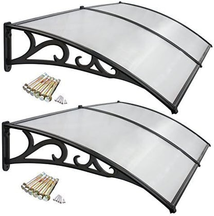 Set of 2 Overhead Door Polycarbonate Cover 40&quot;x 80&quot; Window Door Awning