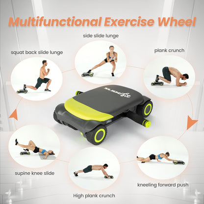 Slide Fit, Ab Roller Board with 4 Wheels, Automatic Rebound Abdominal Wheel for Core Workout, Ab Exercise Equipment, Abdominal Exerciser, Heroboard Fitness Rolling Board with Knee Pad