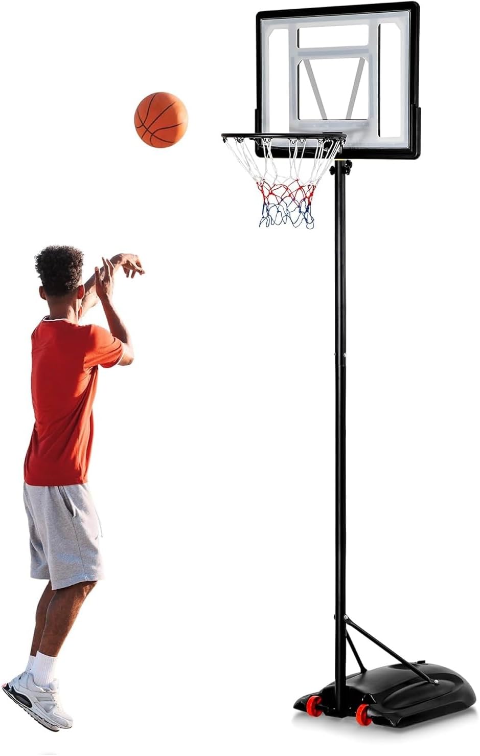 7.2ft - 9.2ft Portable &amp; Adjustable Basketball Goal with Backboard and Stand