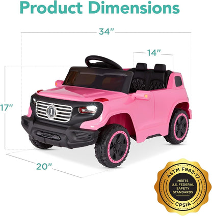 Kids 6V Ride on Truck W/Parent Remote Control, 3 Speeds, LED Lights, Pink