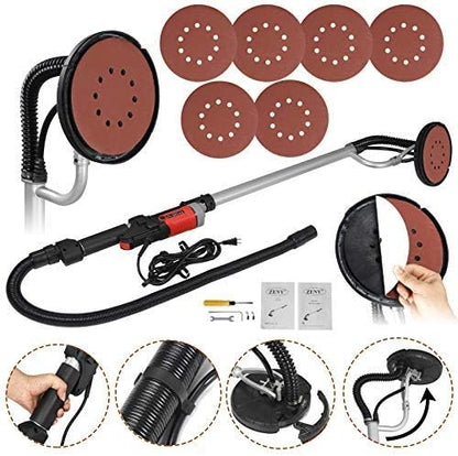 800W Electric Drywall Sander Adjustable Variable Speed w/ 6 Sand Pads