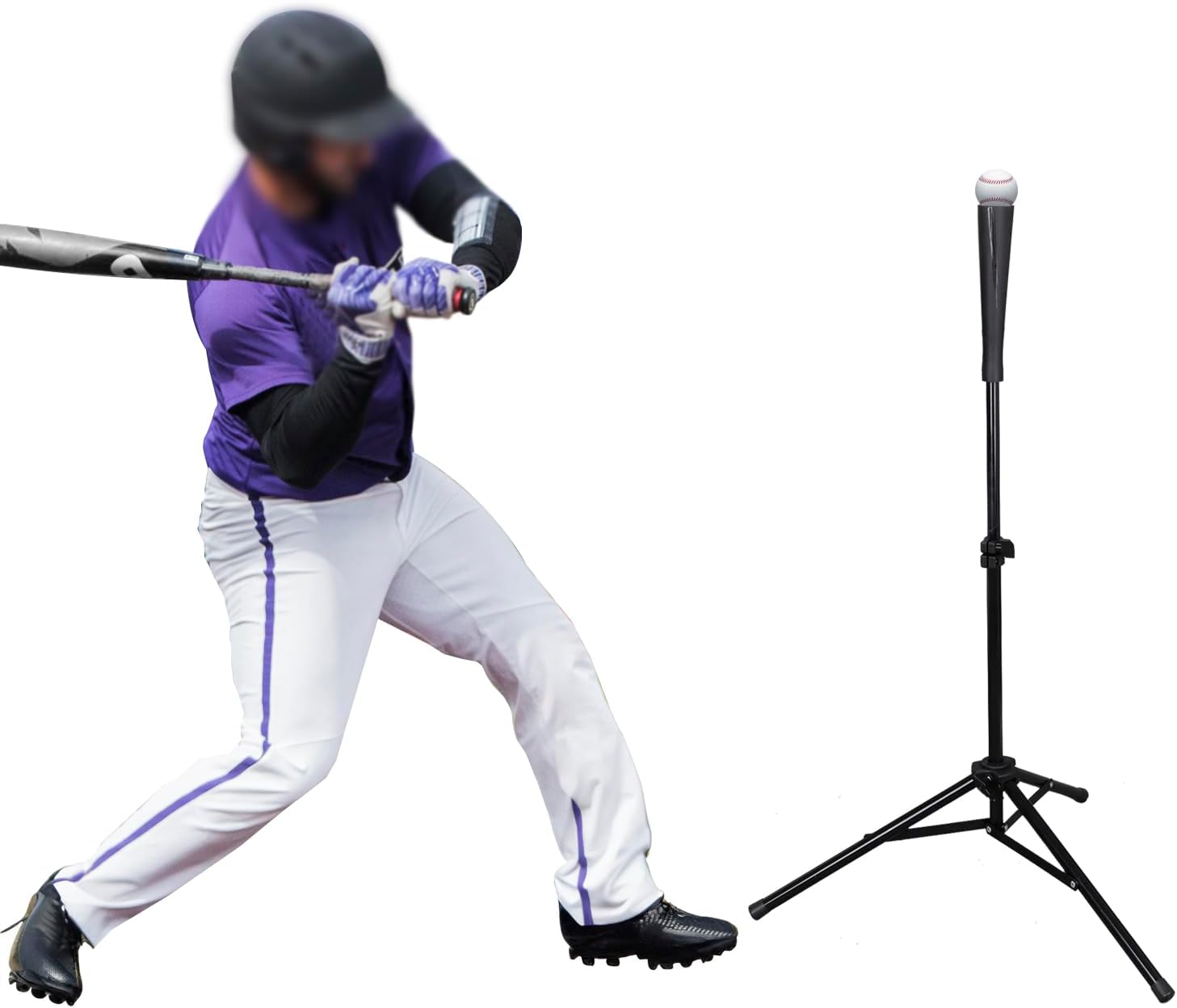 Height Adjustable Portable Baseball Batting Tee Stand with Rubber Topper for Hitting Drills