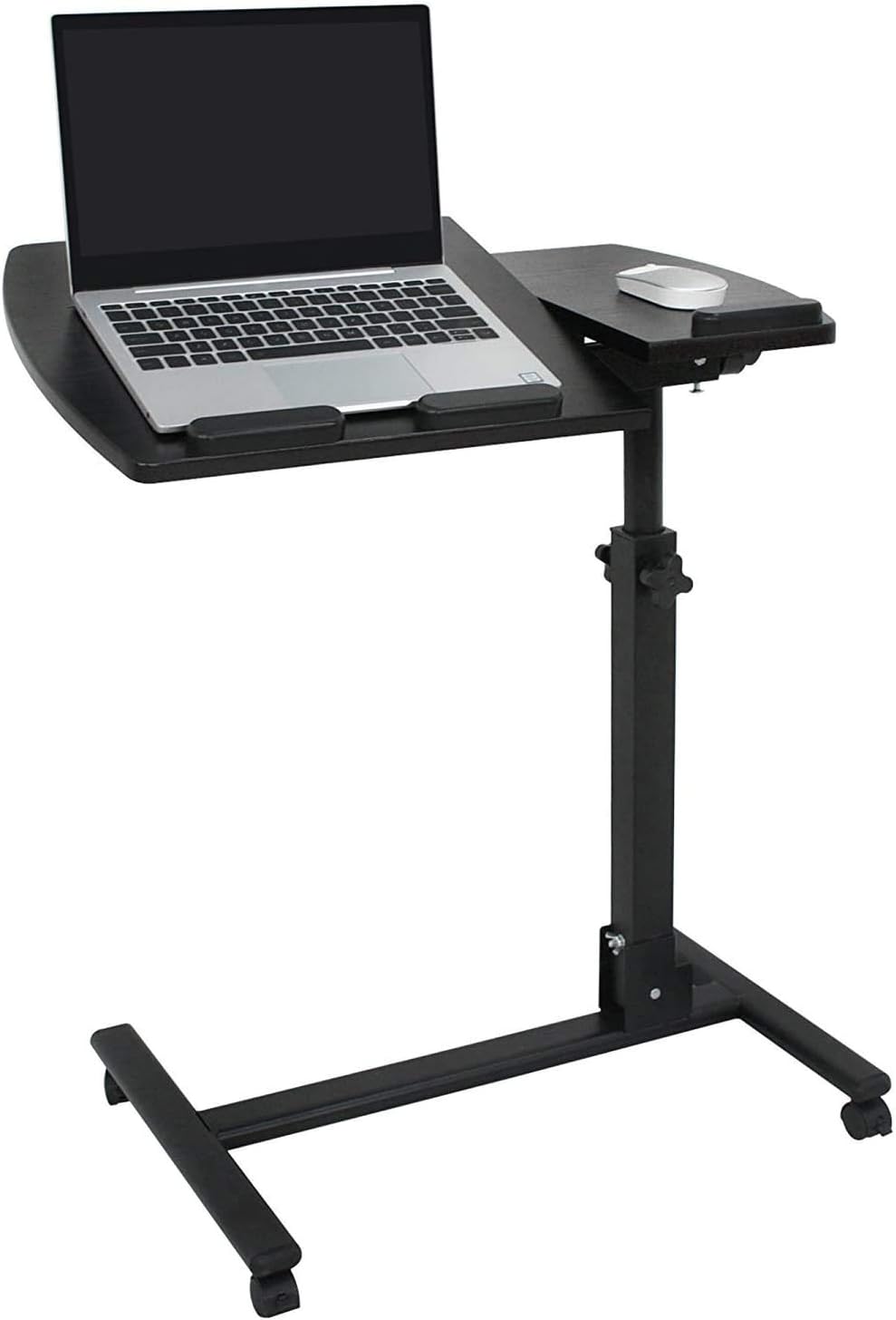 24&quot;-35&quot; Height Adjustable Laptop Stand Rolling Overbed Desk Cart with Sit-Stand Function