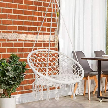 Hammock Swing Chair for Indoor Outdoor, Rope Swing Chairs with Macrame