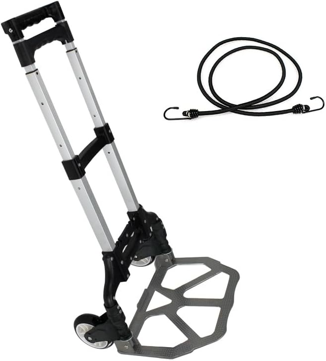 175 lbs Capicity Portable Folding Trolley with Telescoping Handle and Bungee Cords