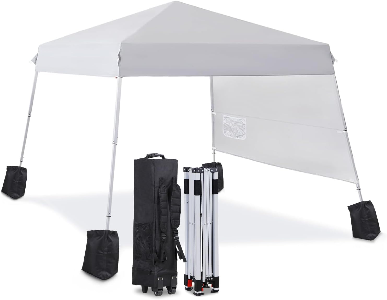 8x8 Ft Easy Set-up Pop Up Canopy Tent with Sidewall, 8 Stakes, 4 Ropes, 4 Sandbags