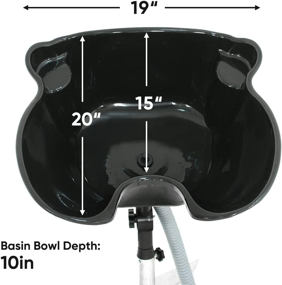 Height Adjustable Shampoo Bowl with Drain Hair Washing Basin Sink for Home Salon