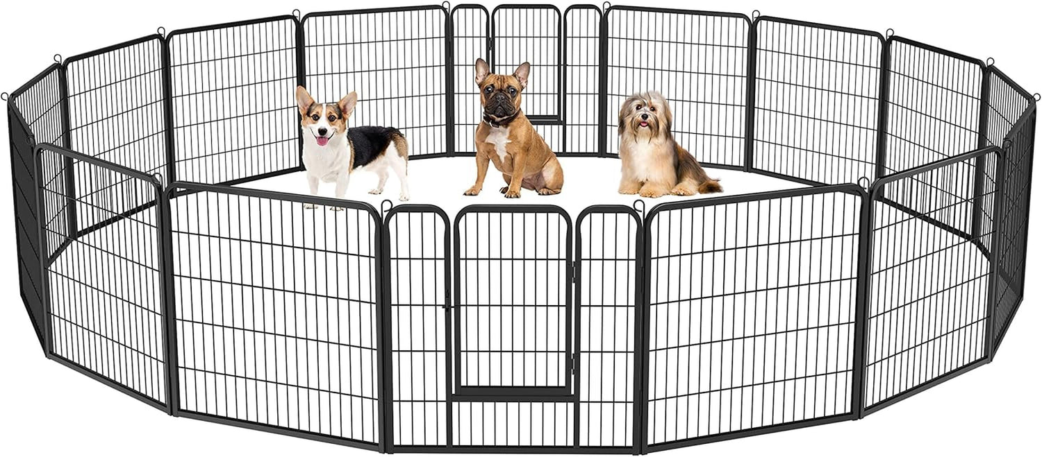 Dog Playpen Indoor, Extra Wide Outdoor Dog Fence Foldable Pet Puppy Exercise Pen for Yard/Garden/Rv Camping, 12 Panels 24 Inch Height X 32 Inch Width