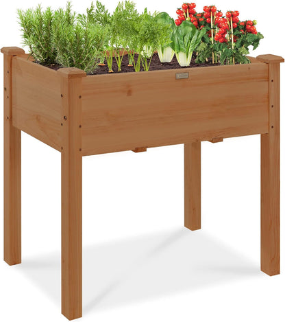 48X24X30In Raised Garden Bed, Elevated Wood Planter Box Stand for Backyard, Patio, Balcony W/Bed Liner, 200Lb Capacity - Natural