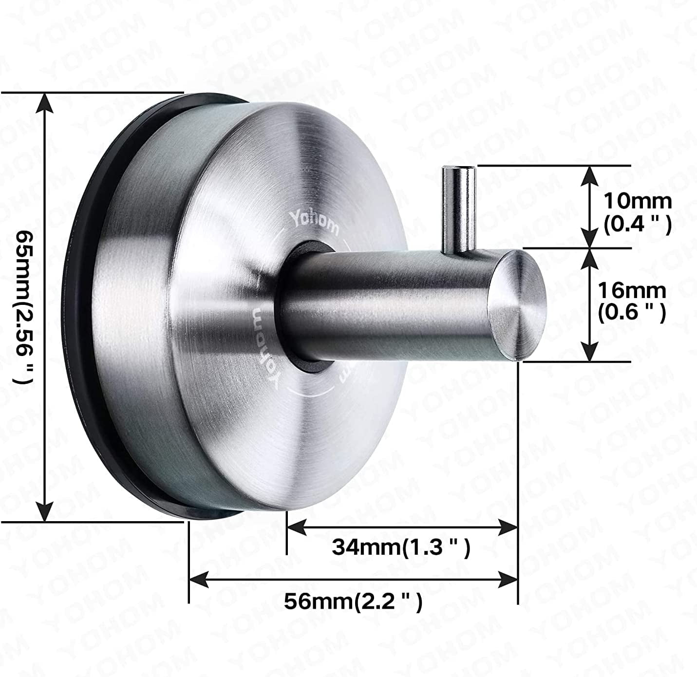 Stainless Steel Vacuum Suction Cup Bathroom Shower Holders - Removable Towel Rack, Bathrobe and Loofah Hooks with Brushed Finish