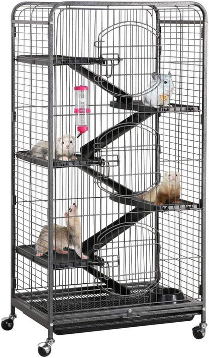 52-Inch Rat Cage Multi Level Rolling Pet Cage for Ferret/Chinchilla/Squirrels/Bunny with Water Bottle, White