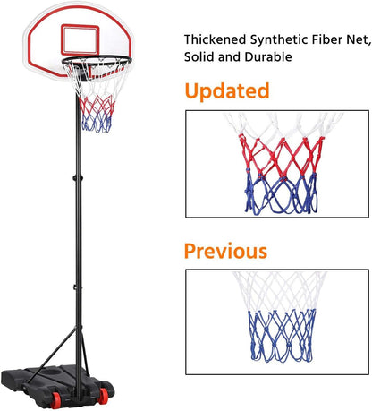 Portable Basketball Hoop for Kids Outdoor Basketball Goals Indoor Basketball Court Youth Adjustable Basketball Stand 6.4-8.2Ft Height Adjustable, Black/Red