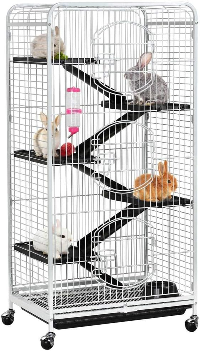 52-Inch Rat Cage Multi Level Rolling Pet Cage for Ferret/Chinchilla/Squirrels/Bunny with Water Bottle, White