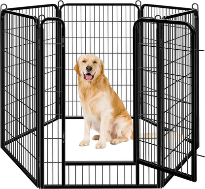 Dog Playpen Outdoor 24 Inch 6 Panels Indoor Dog Fence Metal Dog Pen Heavy Duty Pet Exercise Pen for Rv/Camping/Garden