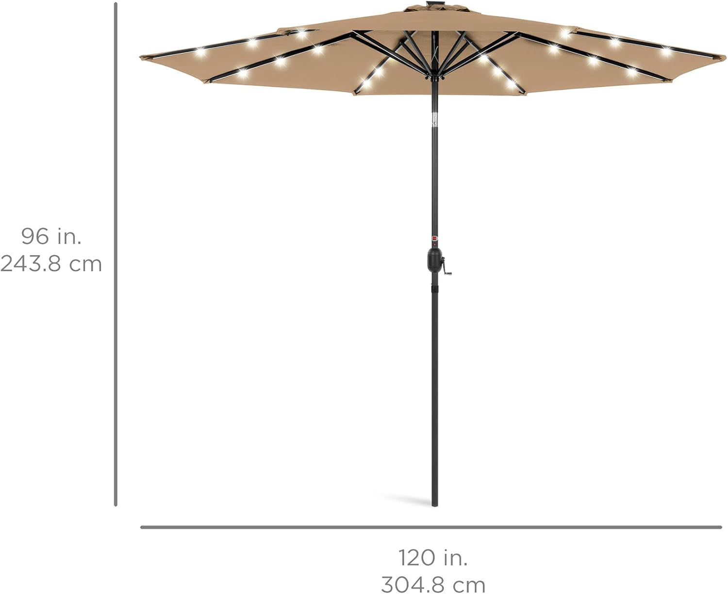 10Ft Solar Polyester LED Lighted Patio Umbrella W/Tilt Adjustment and Uv-Resistant Fabric - Tan