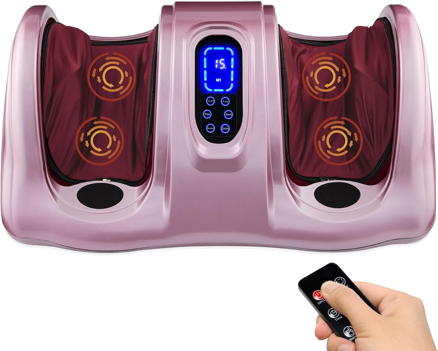 Foot Massager Machine Shiatsu Foot Massager, Therapeutic Reflexology Kneading and Rolling for Feet, Ankle, High Intensity Rollers, Remote, Control, LCD Screen - Black