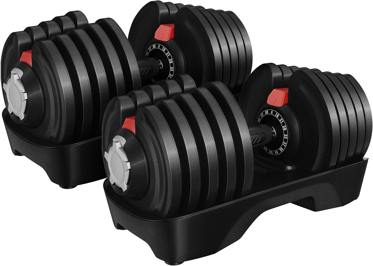 Adjustable Dumbbell Set 28/40/52.5/90LBS Adjustable Dumbbells Fast Adjust Dumbbell Weight Set with Anti-Slip Handle and Tray for Men/Women Home Gym Strength Training Equipment Single/Pair