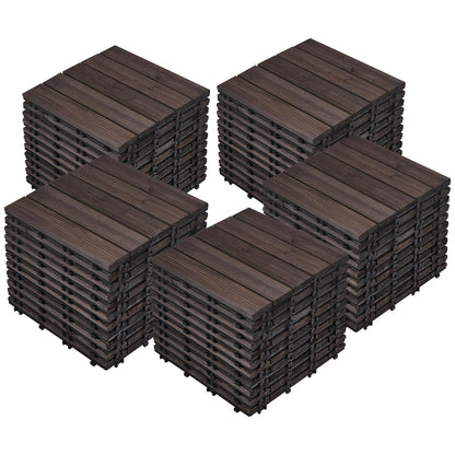 11Pcs Patio Deck Tiles 12 X 12In Interlocking Wood Floor Tiles Indoor &amp; Outdoor for Patio Garden Deck Poolside Tiles, Black