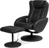 Faux Leather Electric Massage Recliner W/Stool Footrest Ottoman, Remote Control, 5 Heat & Massage Modes, Side Pockets - Black