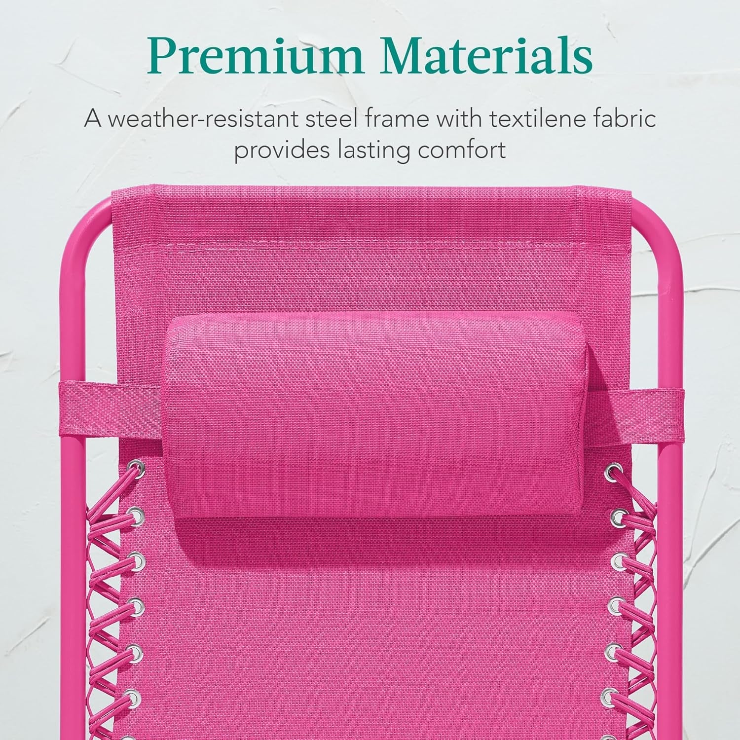 Adjustable Zero Gravity Chair, Monochromatic Color Folding Patio Recliner W/Side Tray, Headrest - Hot Pink