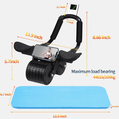 Ab Roller Wheel，With Timer Automatic Rebound Abdominal Wheel，Elbow Support Abs Roller Wheel Core Exercise Equipment