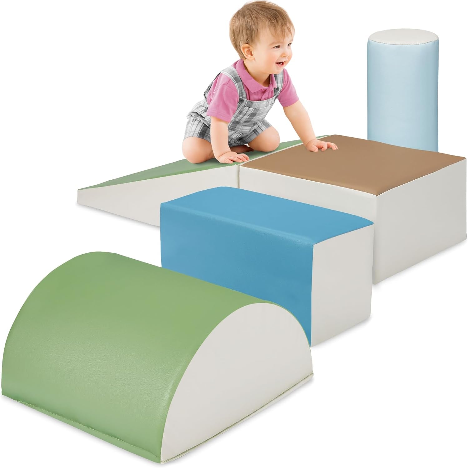 5-Piece Soft Foam Climbing and Crawling Play Structure for Child Development and Motor Skills Enhancement