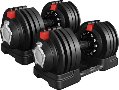 Adjustable Dumbbell Set 28/40/52.5/90LBS Adjustable Dumbbells Fast Adjust Dumbbell Weight Set with Anti-Slip Handle and Tray for Men/Women Home Gym Strength Training Equipment Single/Pair